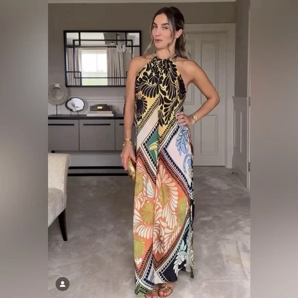 ZARA ~ COLLECTION PRINTED HALTER DRESS - Picture 8 of 12